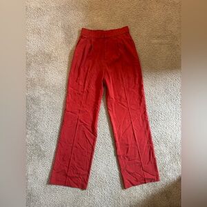 Vibrant Red Straight-Leg Pants